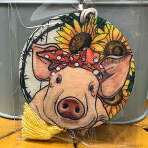 Pig with Sunflowers